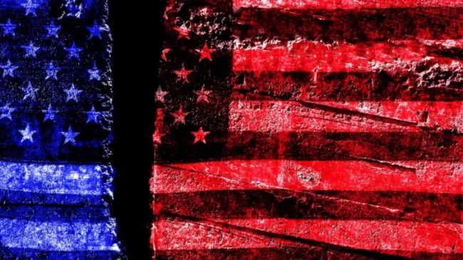 divided american flag red and blue